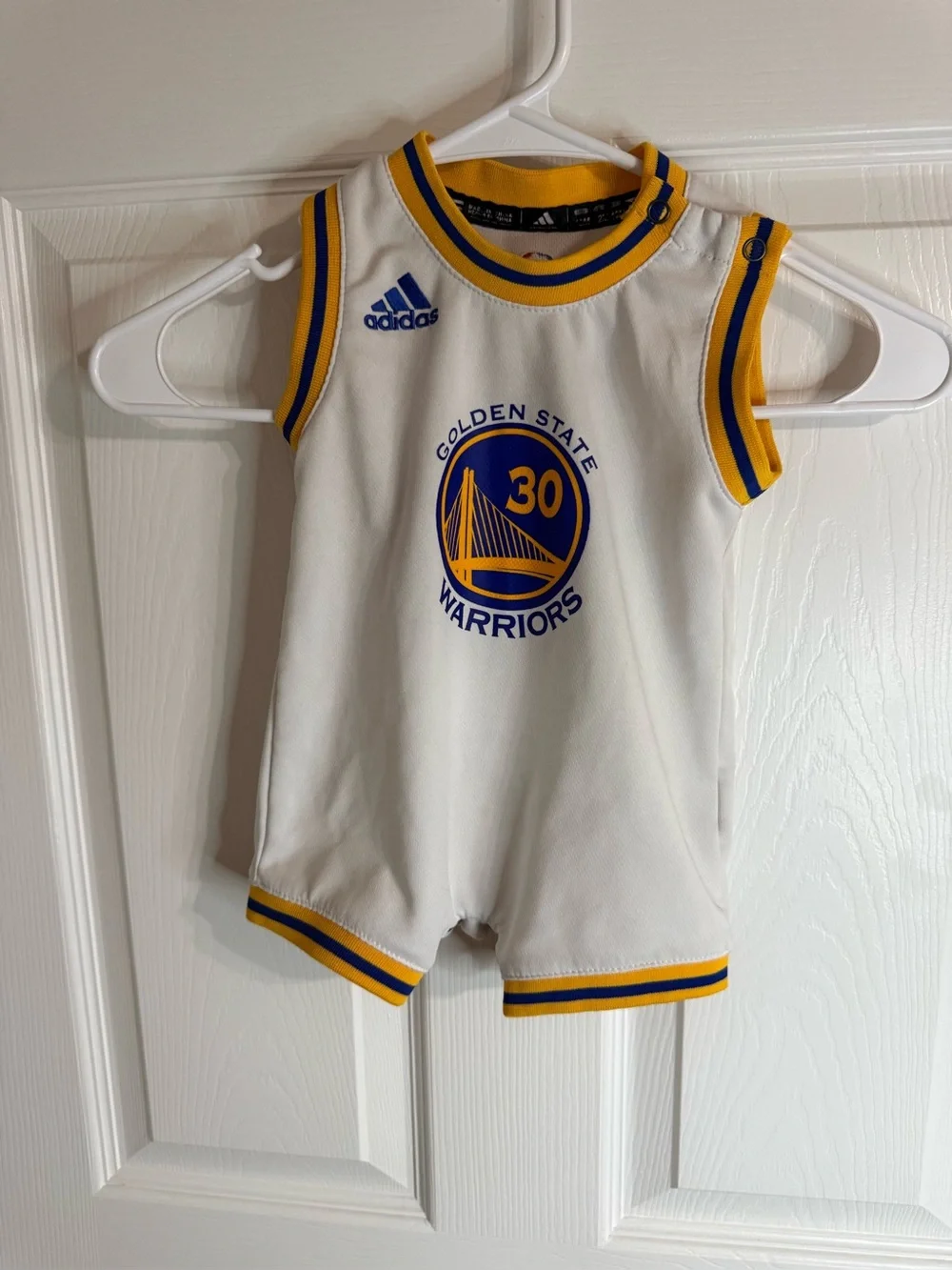 Adidas Stephen Curry Golden State Warriors Jersey Romper Onesie 12M White